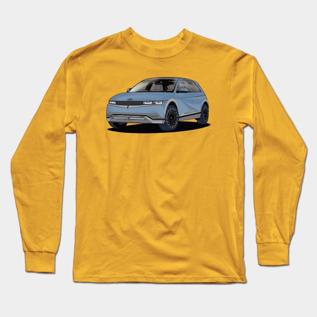 Hyundai IONIQ 5 Electric Car in Blue Long Sleeve T-Shirt by Webazoot